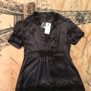 BCBG Black Silk Blouse Size S
